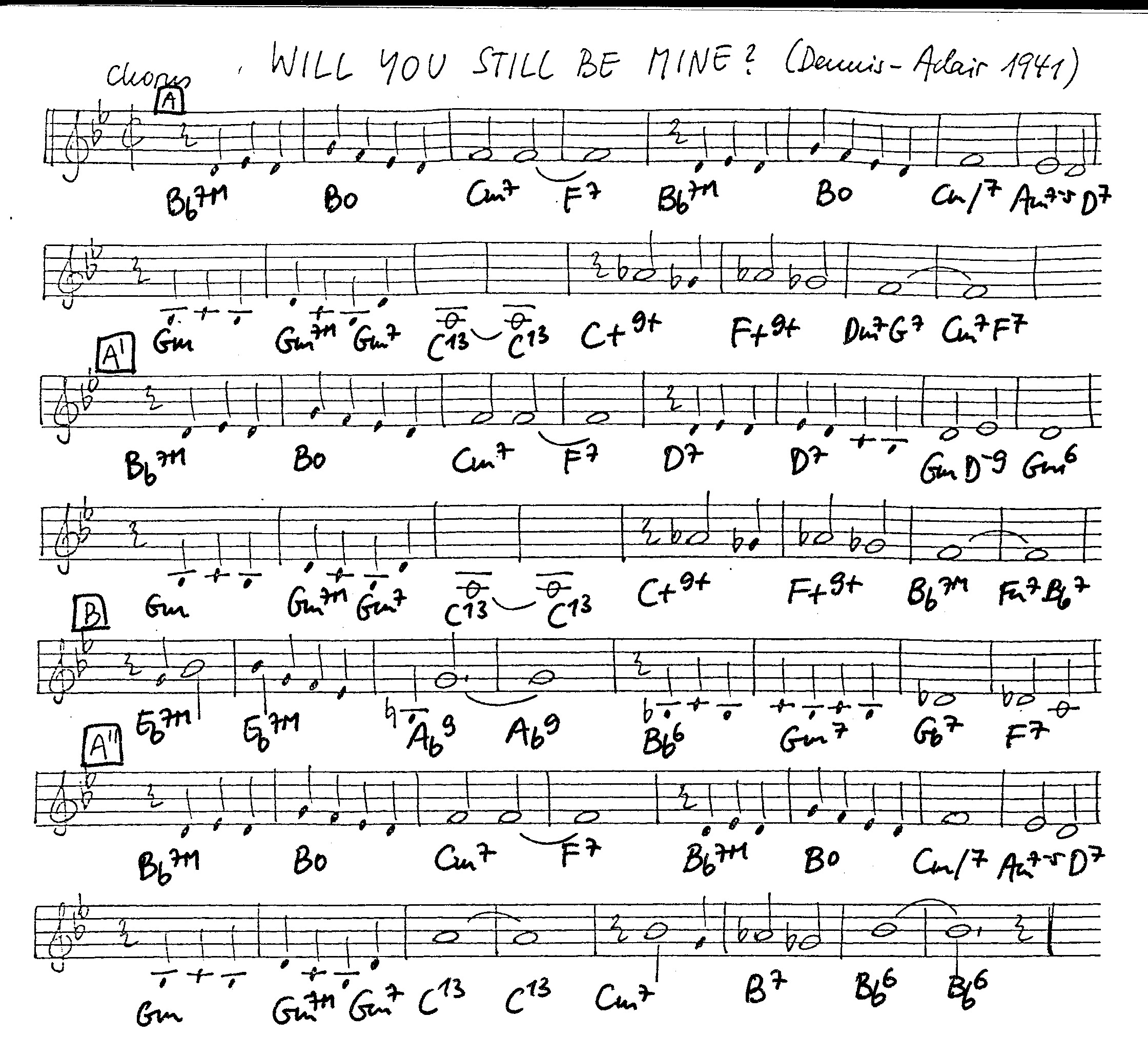 will you still be mine leadsheet – book us for your next 20s or gatsby event